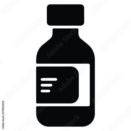 Medication bottle illustration black silhouette representing health care and medicine