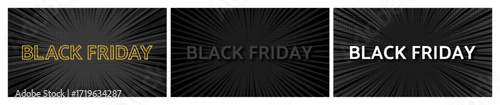 Black Friday inscription on black comic pop art background