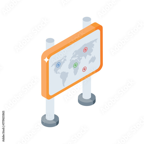 Handy isometric style icon of a live tracking board