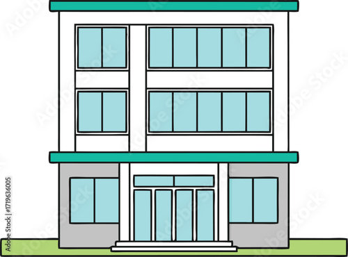 business tower structure silhouette vector, office building workplace design

