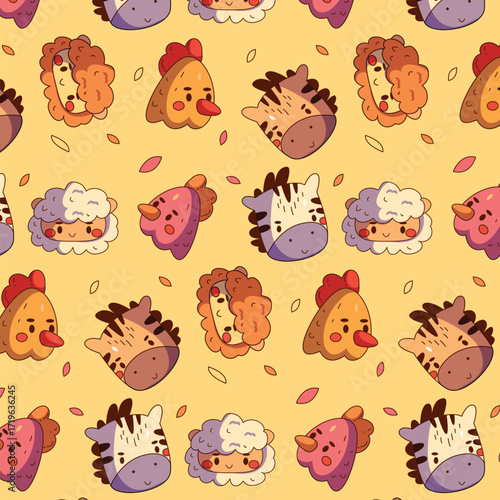 Hand drawn Childlike animals Pattern 002