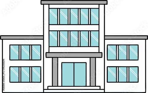 business tower structure silhouette vector, office building workplace design
