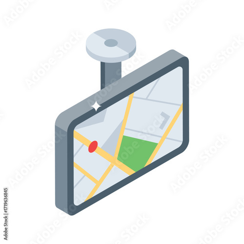 Premium isometric icon of a car GPS dashboard system