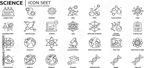 Science icons representing various disciplines vector. eps, jpg, icons vector. on transparent background