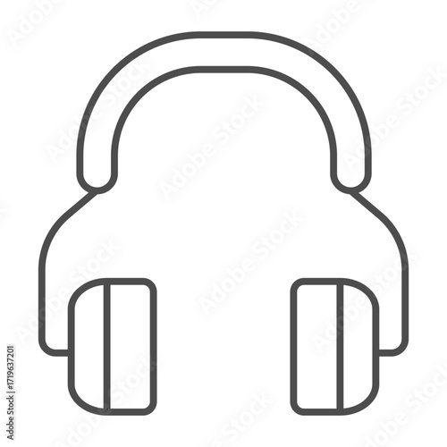 Builder man headphones thin line icon, workwear concept. Vector graphics. Ear protective headset, safety sign on white background, outline style icon for mobile or web design.