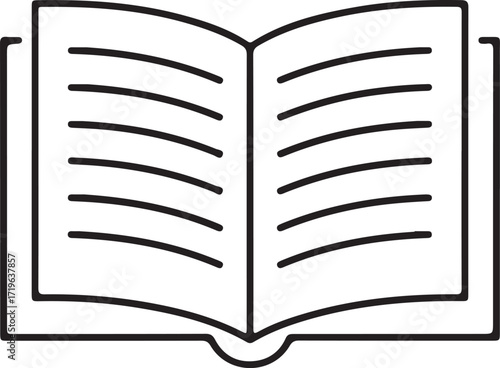 Minimalist Open Book Learning Line Art