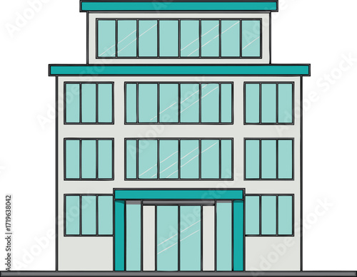 workplace corporate building silhouette illustration, office tower business art
