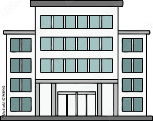 office building silhouette vector, workplace corporate skyscraper design
