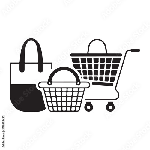 Shopping bag and basket set