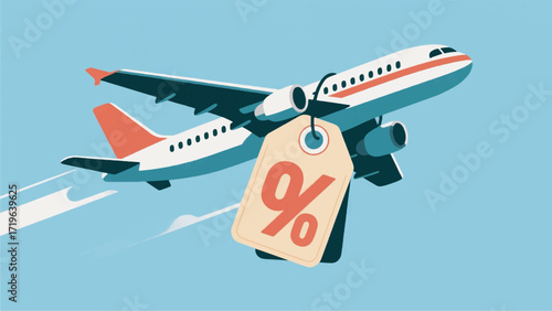 Illustration Of An Airplane Carrying A Large Price Tag Vector Design Template
