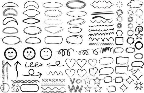 Doodles highlight emphasis the strokes  drawn set doodle brush shapes for notes in a notebook vector