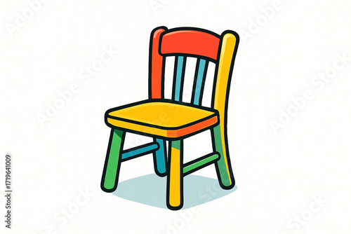 Colorful wooden chair for children with a bright and cheerful design