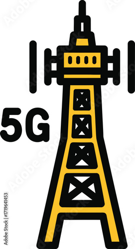 Modern 5g cellular tower broadcasting wireless signals