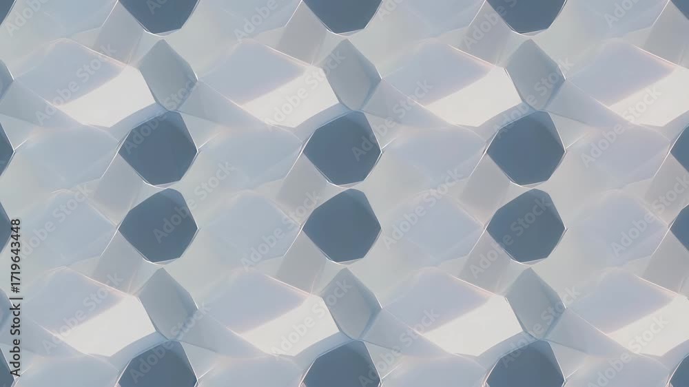 Abstract hexagon crystal pattern with soft blue geometric texture