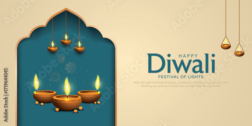 Happy Diwali festival of lights colorful poster template design with decorative diya lamp. vector illustration. Indian festival of lights Happy Diwali, holiday Background, Diwali celebration.