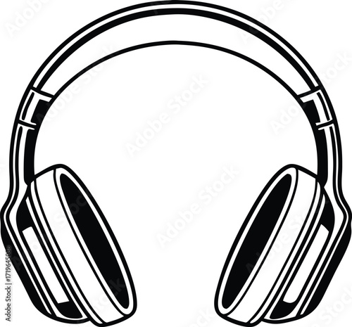 headphones microphone headset silhouette illustration, audio earphone device art
