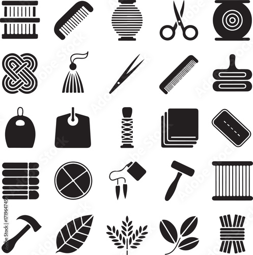 Collection of craft and hobby icons representing various artistic skills
