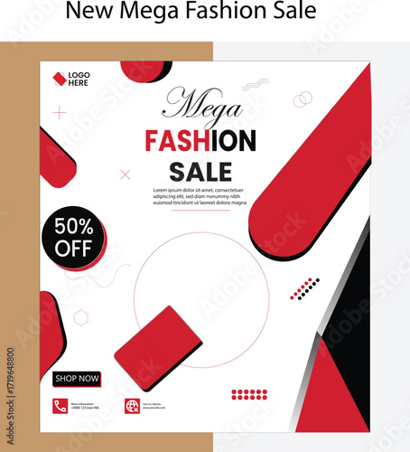New Mega Fashion Sale social media poster design