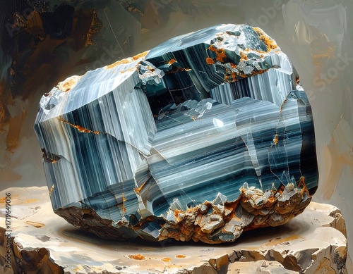 Intricate, fractured gemstone on a pedestal