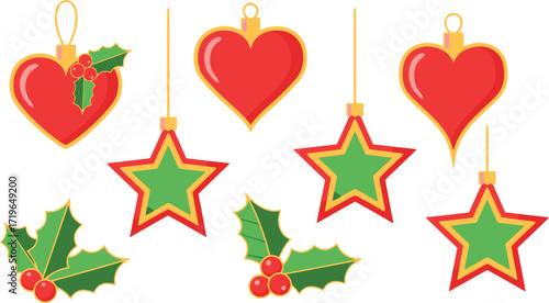 Festive Christmas Ornaments and Holly Sprigs A Touch of Holiday Cheer