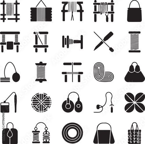 Collection of sewing and crafting icons in a grid layout