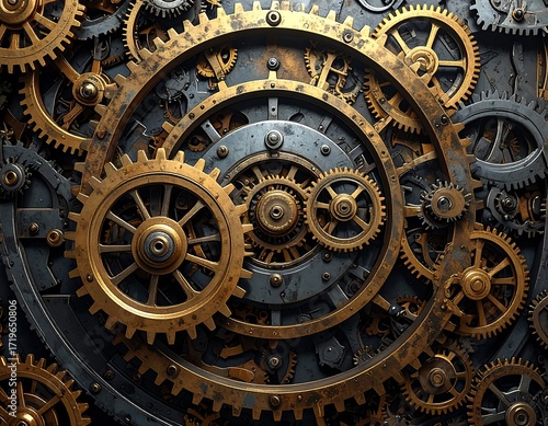 Intricate gears and cogs in a complex clockwork mechanism