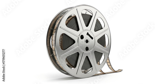 Realistic Metallic Film Reel Detail Cinema Industry Element