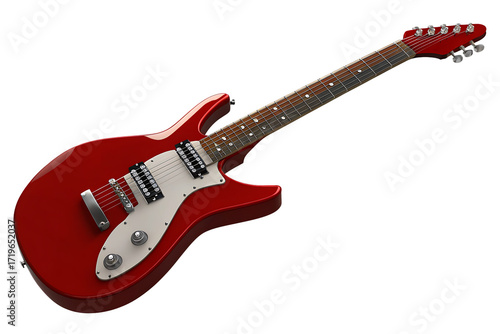Red electric guitar with white pickguard isolated on a transparent background red guitar