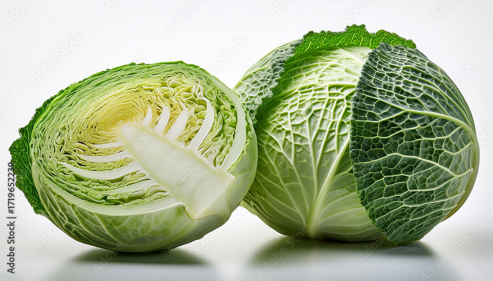 Fototapeta premium Cabbage Closeup Isolated On White Background