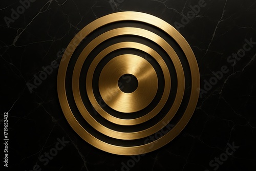 Luxury Golden Concentric Rings on Black Marble
