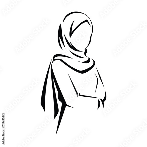 Elegant Muslim woman in hijab, islamic wear, islamic event illustration
