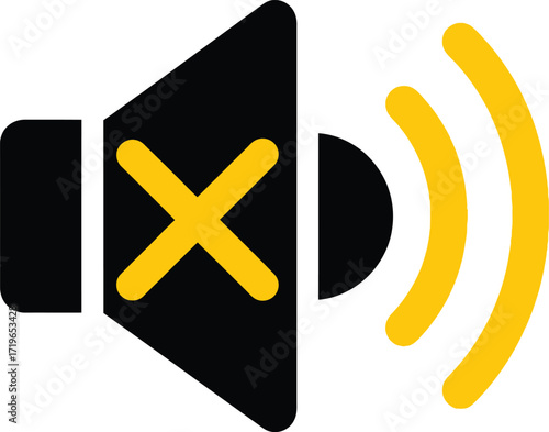 Muted speaker icon with sound waves