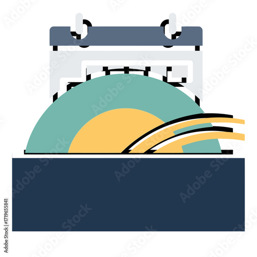 Duality Icon Vector Concept Abstract Calendar Design for Planning and Events