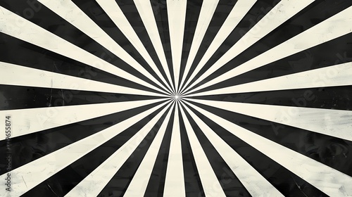 Vintage Black White Sunburst Rays Textured Background