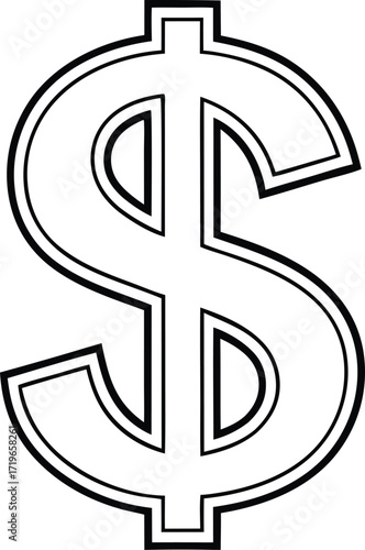dollar sign silhouette vector, currency money finance design
