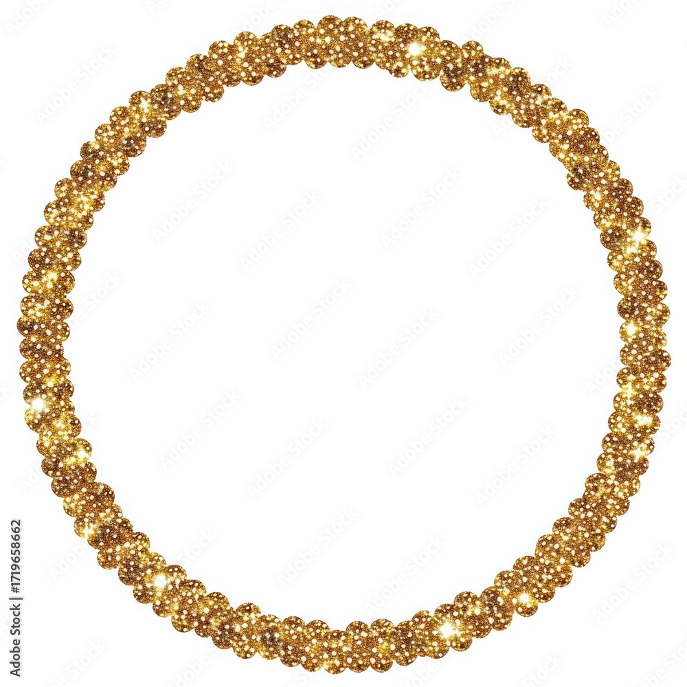Obraz premium Gold glitter little christmas circle border accessories accessory necklace.