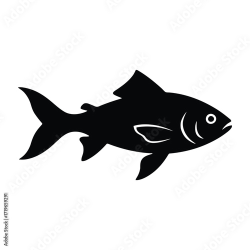 Black silhouette of a fish with white eye detail