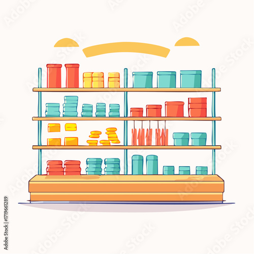 Organized Retail Shelf Display with Colorful Products