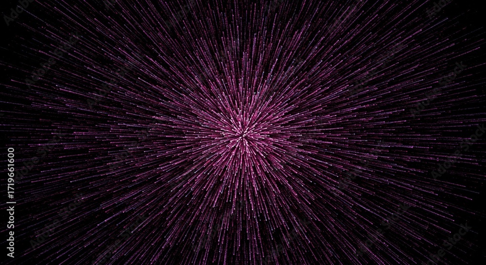 Fototapeta premium : An explosive radial burst of fine lines and dots, starting dense in the center and fading out, creating a gradient effect with stippling.