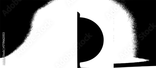  A minimalist composition of a single black circle perfectly intersecting a white square, with the negative space creating a new, compelling shape