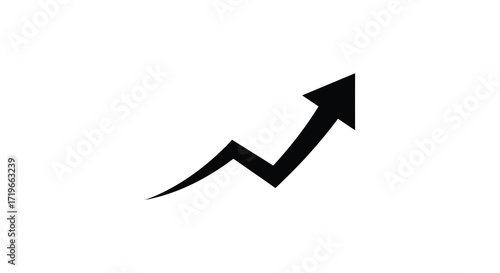 Black arrow showing upward trend and growth on a isolated on white background