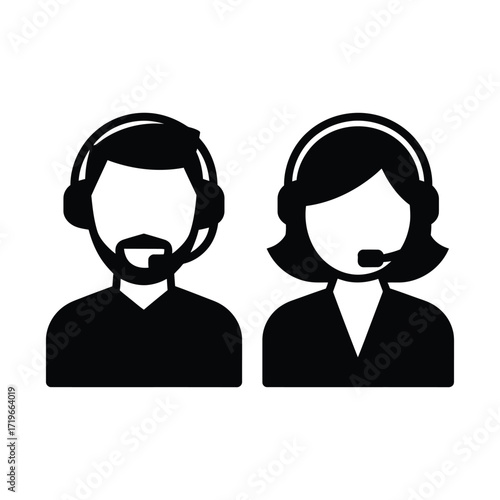 Customer support call center operators icon vector illustration