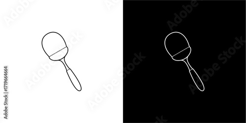 Simple line drawing of a makeup brush inside a circle.