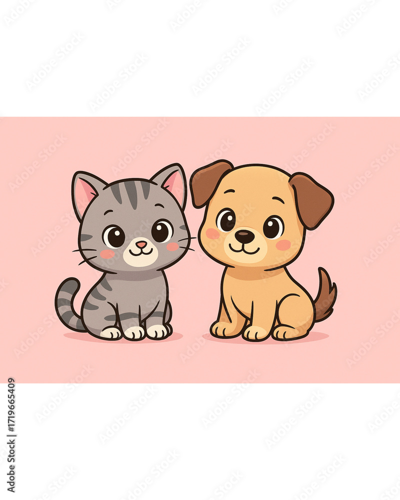 Naklejka premium cat and dog cute