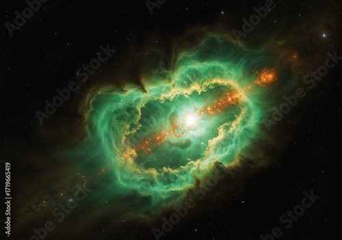 Heart Nebula glows brightly displaying vibrant colors in the dark night sky