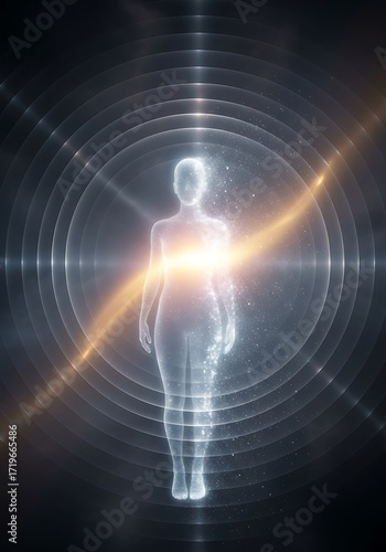 Human aura abstract concept, energy field and spiritual enlightenment