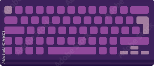 Flat Purple Keyboard Illustration with Square Keys and Modern Design.