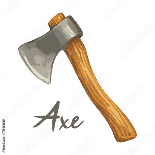 axe in watercolor illustration style, isolated vector on white background