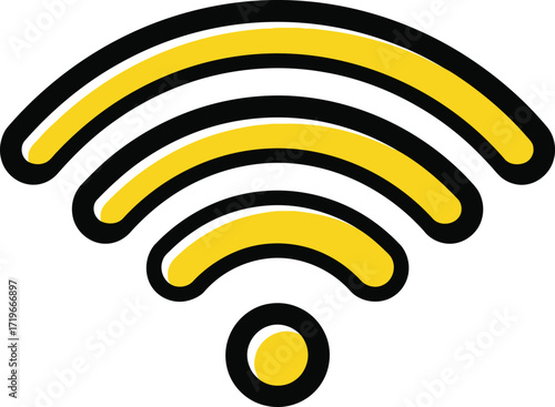 Stylized yellow and black wifi signal icon