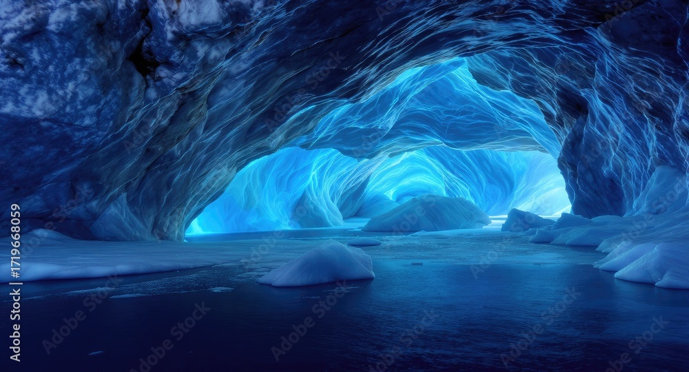 Fototapeta premium Stunning Blue Ice Cave Formation.
